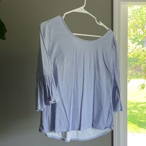 Skies Are Blue | Striped Bell Sleeve Blouse